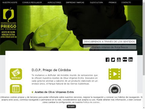 Pantalla de inicio de la nueva web del distintivo de calidad prieguense. (Foto: Cedida)