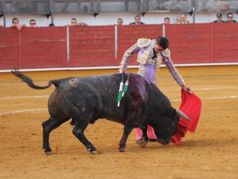Ureña toreando con la zurda al segundo de la tarde. (Foto: R. Cobo)