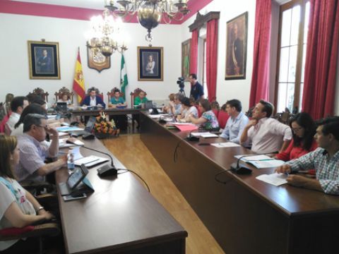 Panorámica del salón de Plenos, ayer miércoles, en los prolegómenos de la sesión. (Foto: Laura Serrano)
