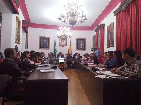 Panorámica del salón de pleno, ayer miércoles, en los prolegómenos de la sesión. (Foto: Laura Serrano)