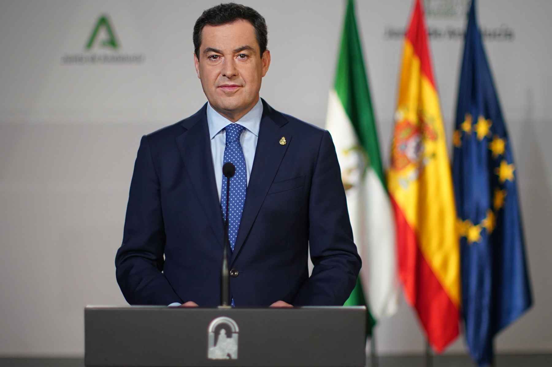 Juanma Moreno, ayer durante su intervención.