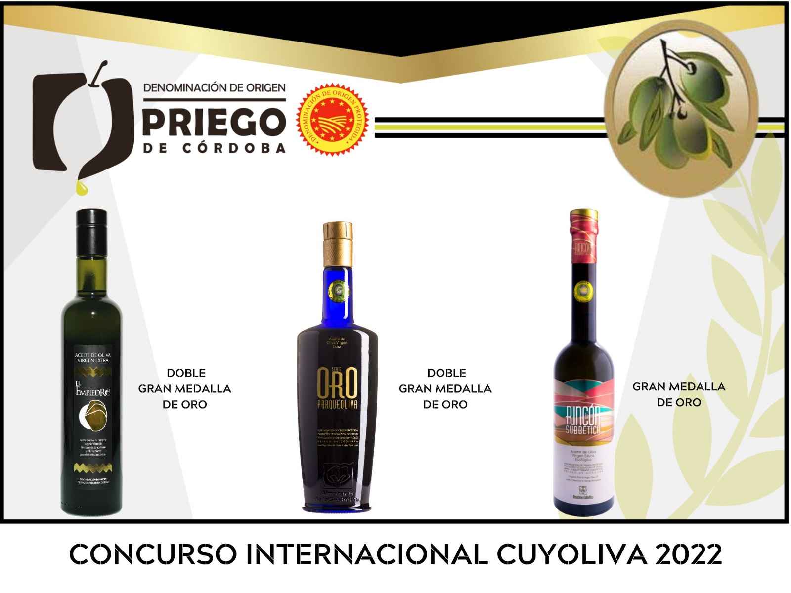 Las tres firmas premiadas en Cuyoliva 2022.