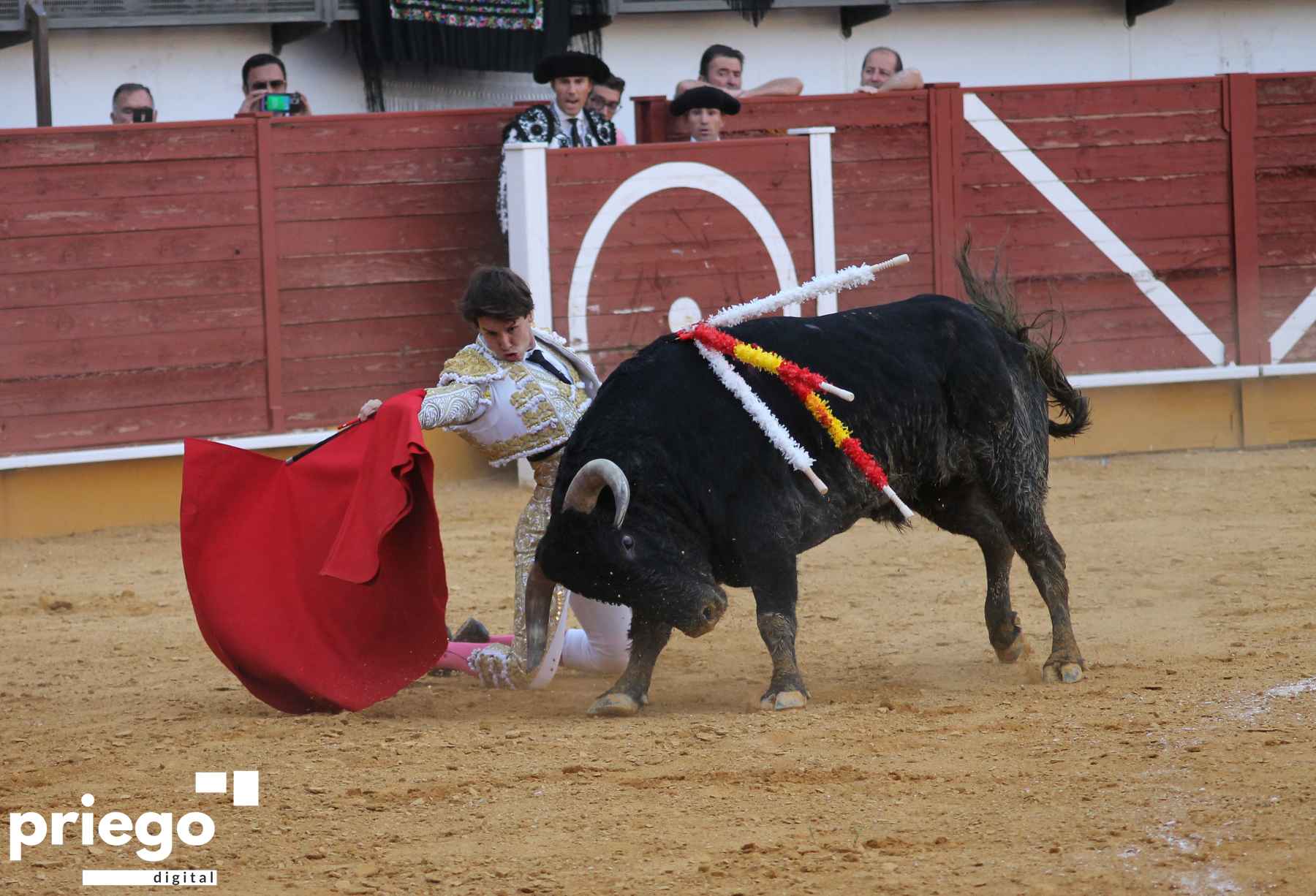 Trasteo de rodilla de Arturo Gilio al primero de su lote.
