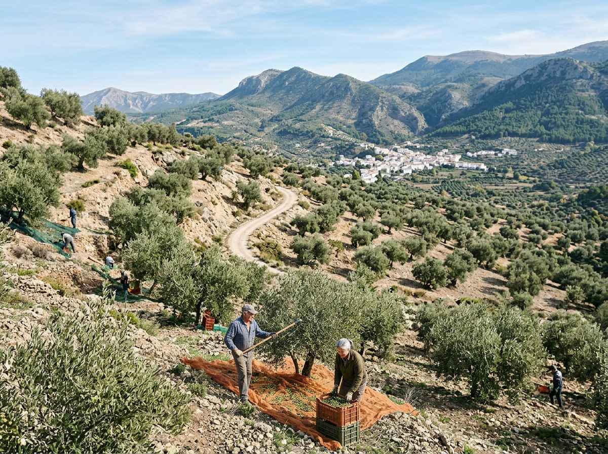 Labores de recogida de aceituna.