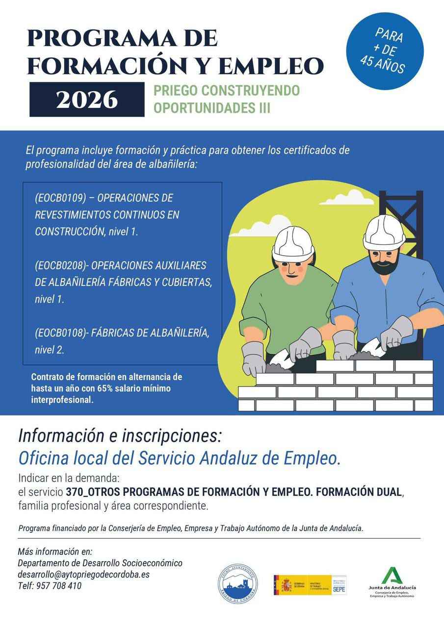 Cartel del programa de formación y empleo.