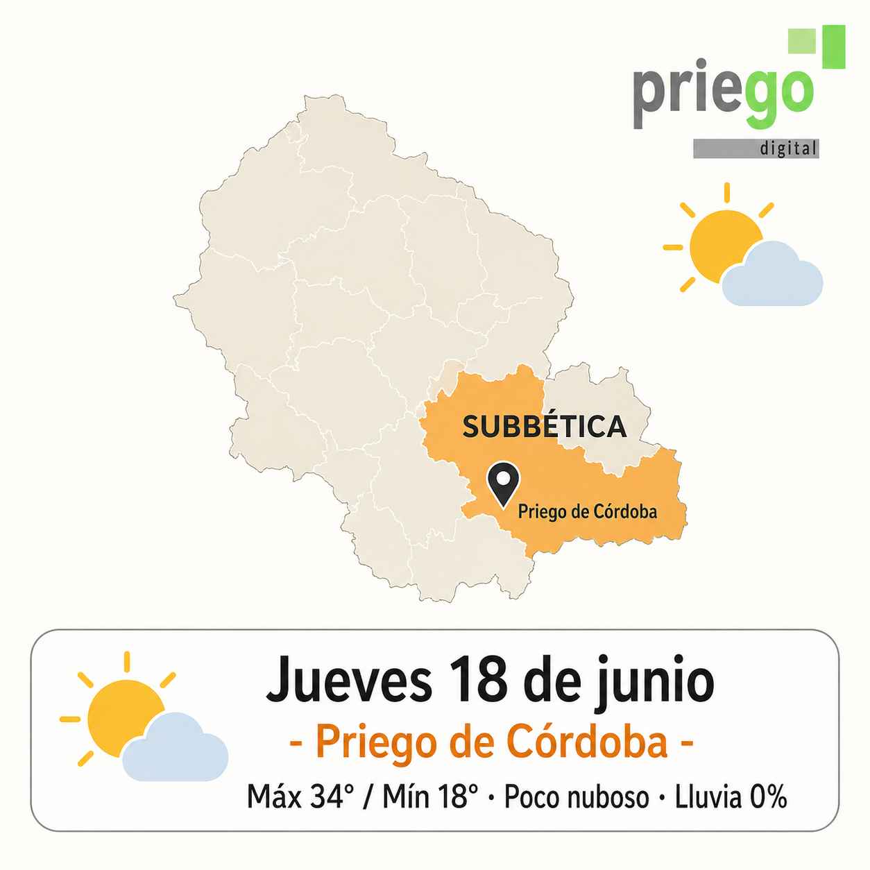 Previsión de AEMET para Priego de Córdoba.