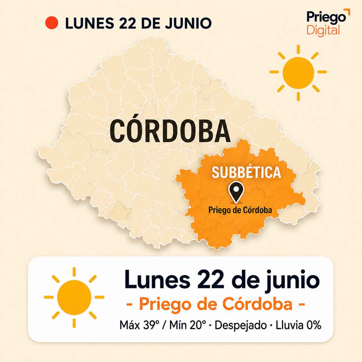 Previsión de AEMET para Priego de Córdoba.