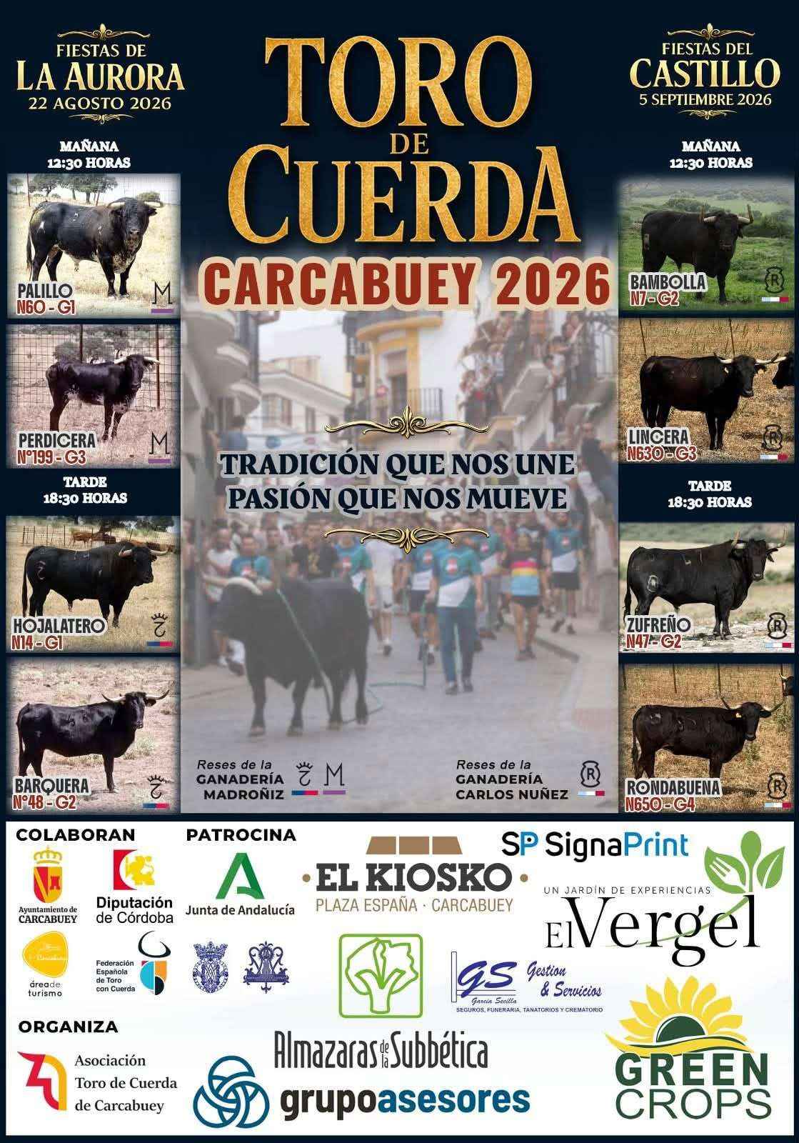 Cartel del tradicional Toro de Cuerda de Carcabuey de este año.