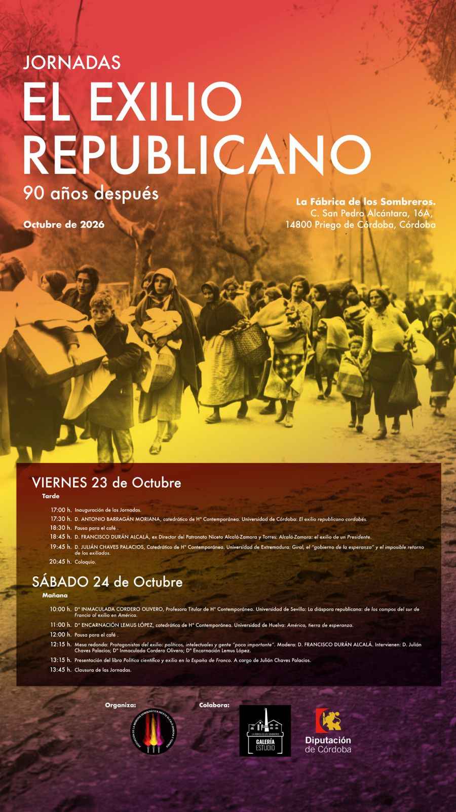 Cartel de las jornadas «El exilio republicano, 90 años después».