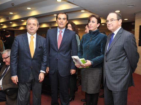 Fuentes, Nieto, Ceballos y Pla en los prolegómenos de la inauguración de la jornada. (Foto: Cecida)