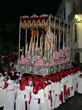 María Stma. de los Desamparados sobre su elegante paso de palio. (Foto: R. Cobo)