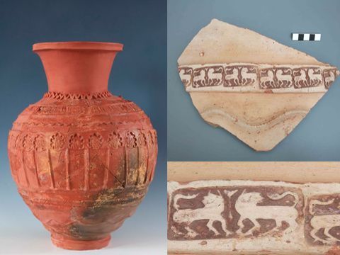 Las dos piezas pertenecientes al fondo del Museo Histórico Municipal y un detalle de la decoración. (Foto: Cedida)